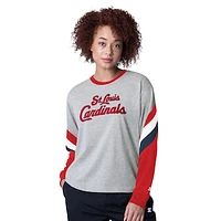 Women's Starter Heather Gray St. Louis Cardinals Triple A Fashion Color Block Long Sleeve Top