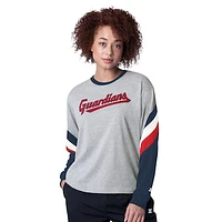 Women's Starter Heather Gray Cleveland Guardians Triple A Fashion Color Block Long Sleeve Top