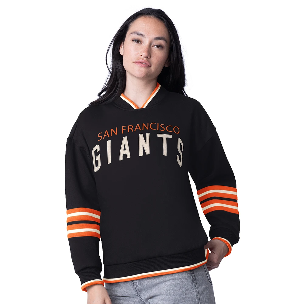 Women's Starter Black San Francisco Giants Wild Card Oversized Pullover Sweatshirt