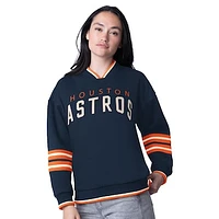 Women's Starter Navy Houston Astros Wild Card Oversized Pullover Sweatshirt