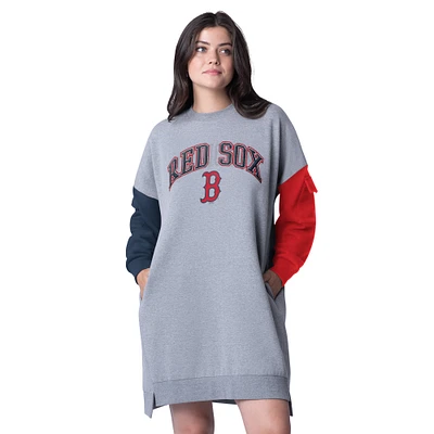 Women's G-III 4Her by Carl Banks Heather Gray Boston Red Sox Free Ball Long Sleeve Sneaker Dress