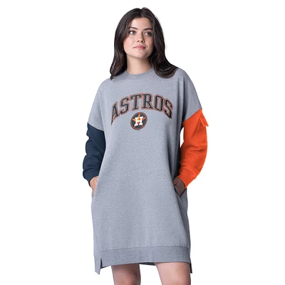 Women's G-III 4Her by Carl Banks Heather Gray Houston Astros Free Ball Long Sleeve Sneaker Dress