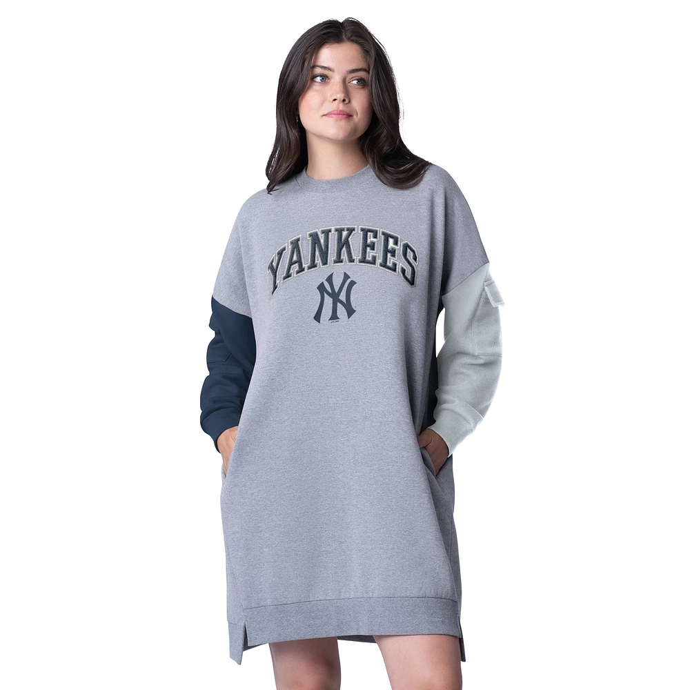 Women's G-III 4Her by Carl Banks Heather Gray New York Yankees Free Ball Long Sleeve Sneaker Dress