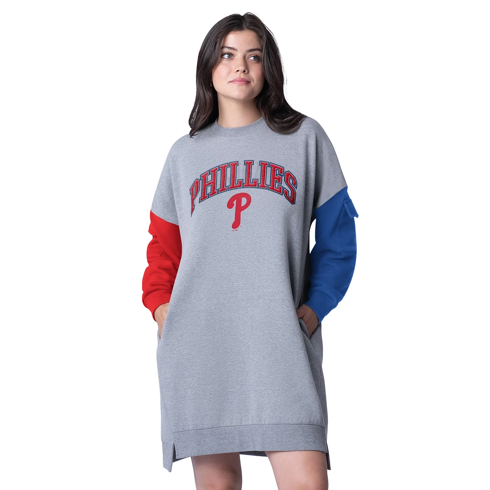 Women's G-III 4Her by Carl Banks Heather Gray Philadelphia Phillies Free Ball Long Sleeve Sneaker Dress