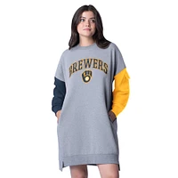 Women's G-III 4Her by Carl Banks Heather Gray Milwaukee Brewers Free Ball Long Sleeve Sneaker Dress