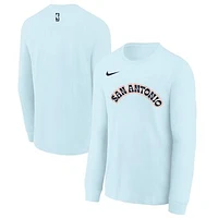 Youth Nike  Light Blue San Antonio Spurs 2024/25 City Edition Wordmark Performance Long Sleeve T-Shirt