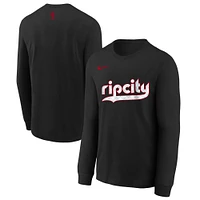 Youth Nike  Black Portland Trail Blazers 2024/25 City Edition Wordmark Performance Long Sleeve T-Shirt