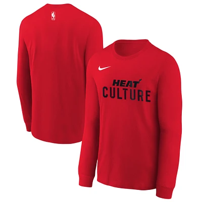 Youth Nike  Red Miami Heat 2024/25 City Edition Wordmark Performance Long Sleeve T-Shirt