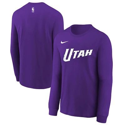 Youth Nike  Purple Utah Jazz 2024/25 City Edition Wordmark Performance Long Sleeve T-Shirt