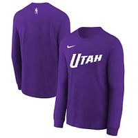 Youth Nike  Purple Utah Jazz 2024/25 City Edition Wordmark Performance Long Sleeve T-Shirt