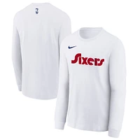 Youth Nike  White Philadelphia 76ers 2024/25 City Edition Wordmark Performance Long Sleeve T-Shirt