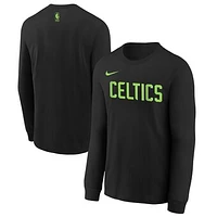 Youth Nike  Black Boston Celtics 2024/25 City Edition Wordmark Performance Long Sleeve T-Shirt