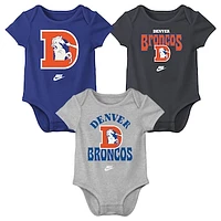 Newborn & Infant Nike  Denver Broncos Rewind Bodysuit Three-Pack