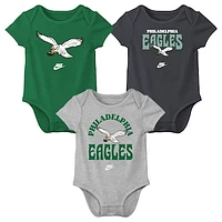 Newborn & Infant Nike  Philadelphia Eagles Rewind Bodysuit Three-Pack