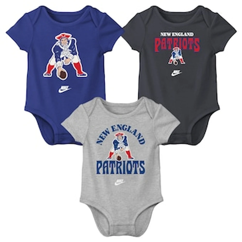 Newborn & Infant Nike  New England Patriots Rewind Bodysuit Three-Pack