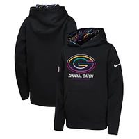 Youth Nike  Black Green Bay Packers 2024 NFL Crucial Catch Pullover Hoodie