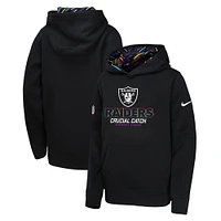 Youth Nike  Black Las Vegas Raiders 2024 NFL Crucial Catch Pullover Hoodie