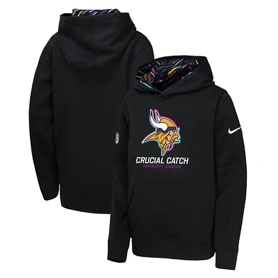 Youth Nike  Black Minnesota Vikings 2024 NFL Crucial Catch Pullover Hoodie