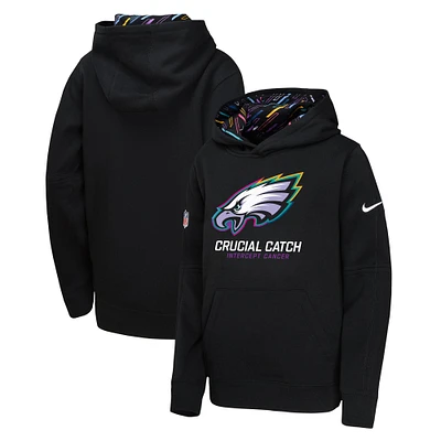 Youth Nike  Black Philadelphia Eagles 2024 NFL Crucial Catch Pullover Hoodie