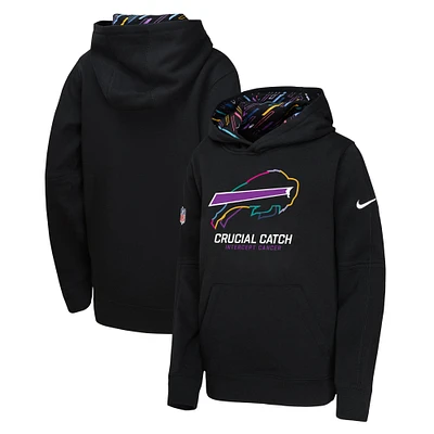 Youth Nike  Black Buffalo Bills 2024 NFL Crucial Catch Pullover Hoodie