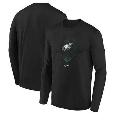 Youth Nike Black Philadelphia Eagles Legend Icon Long Sleeve T-Shirt