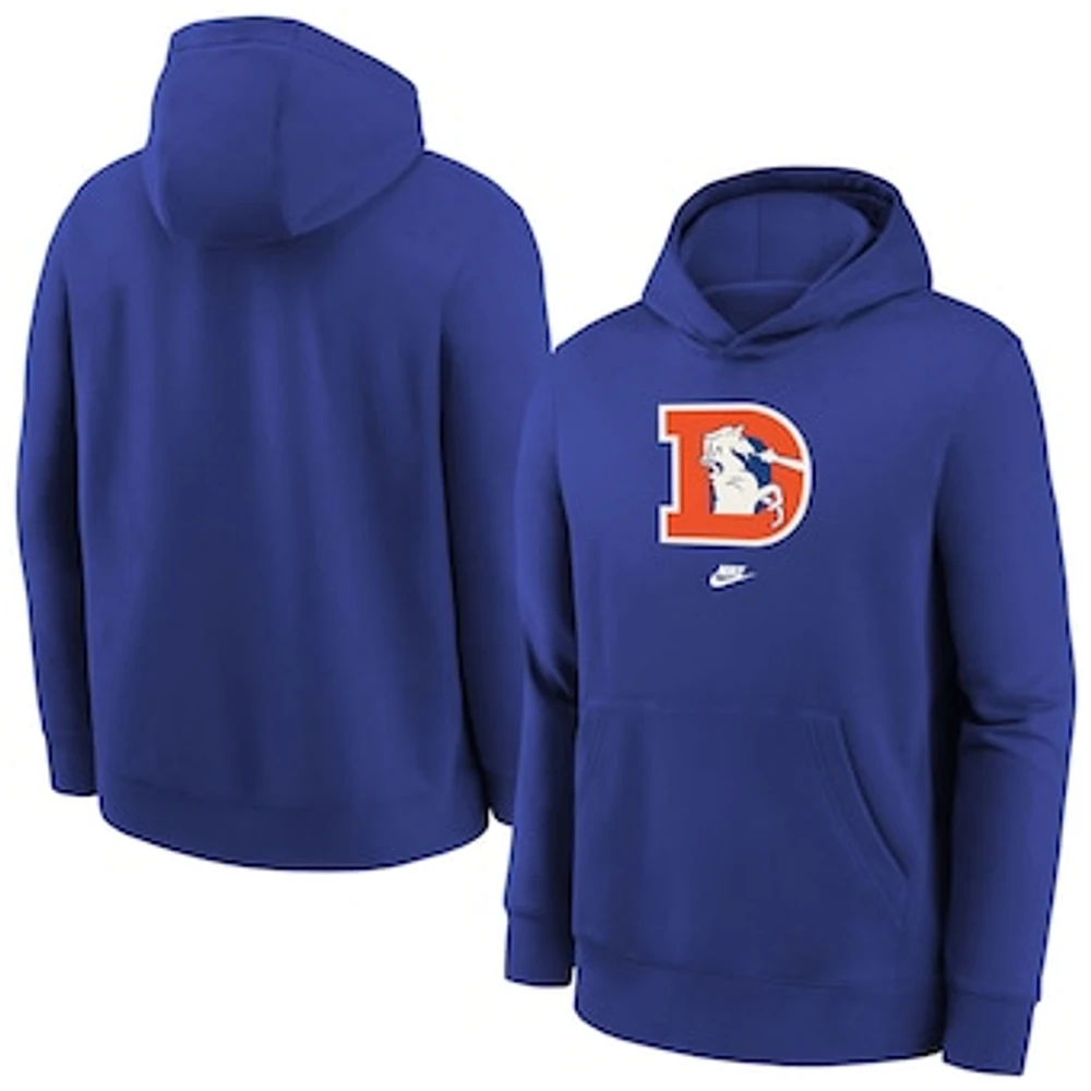 Men's Nike Royal Denver Broncos Rewind Club Fleece Pullover Hoodie