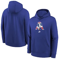 Youth Nike Royal New England Patriots Rewind Club Fleece Pullover Hoodie