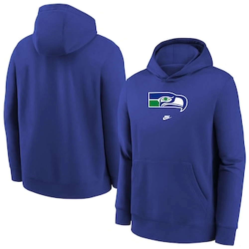 Men's Nike Royal Seattle Seahawks Rewind Club Fleece Pullover Hoodie