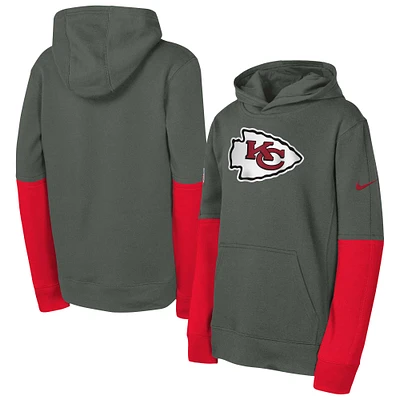 Youth Nike  Anthracite Kansas City Chiefs  Club Pullover Hoodie