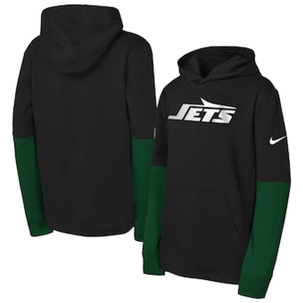 Youth Nike  Black New York Jets Club Pullover Hoodie