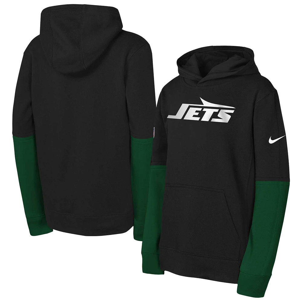 Youth Nike  Black New York Jets Club Pullover Hoodie