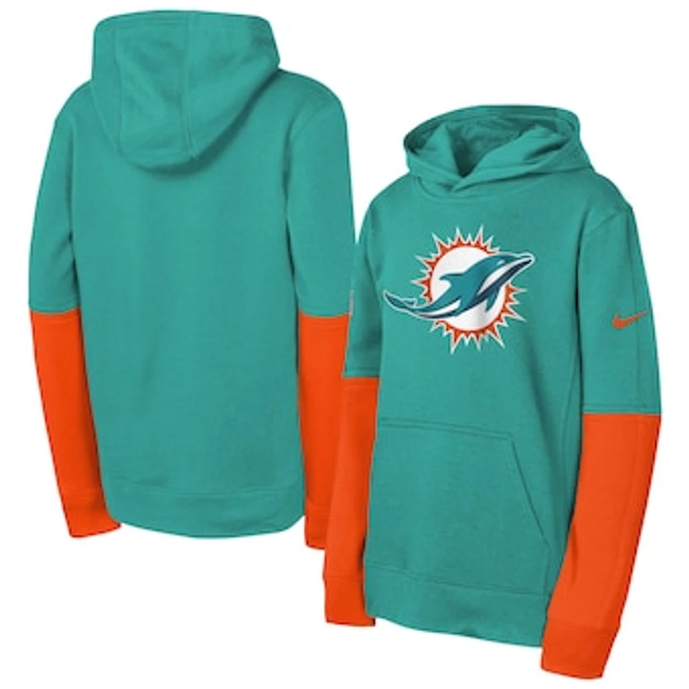 Youth Nike  Aqua Miami Dolphins Club Pullover Hoodie