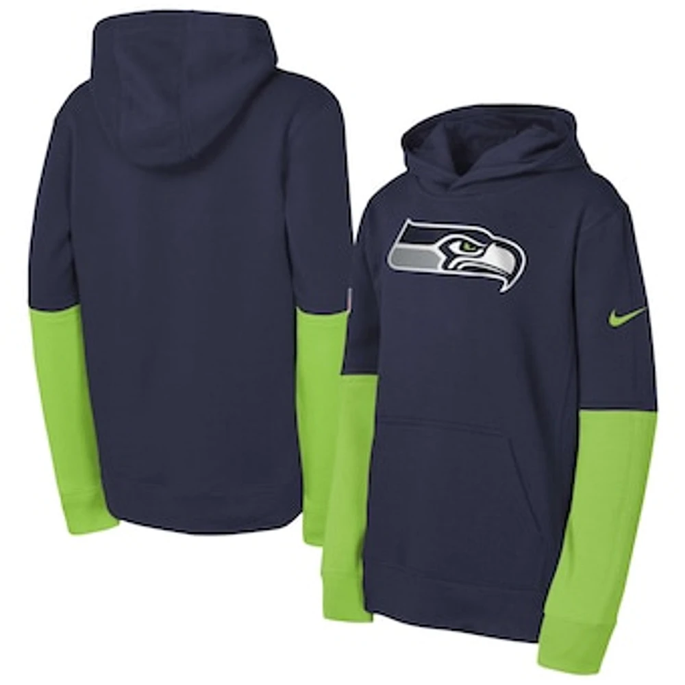 Youth Nike College Navy Seattle Seahawks Club Pullover Hoodie