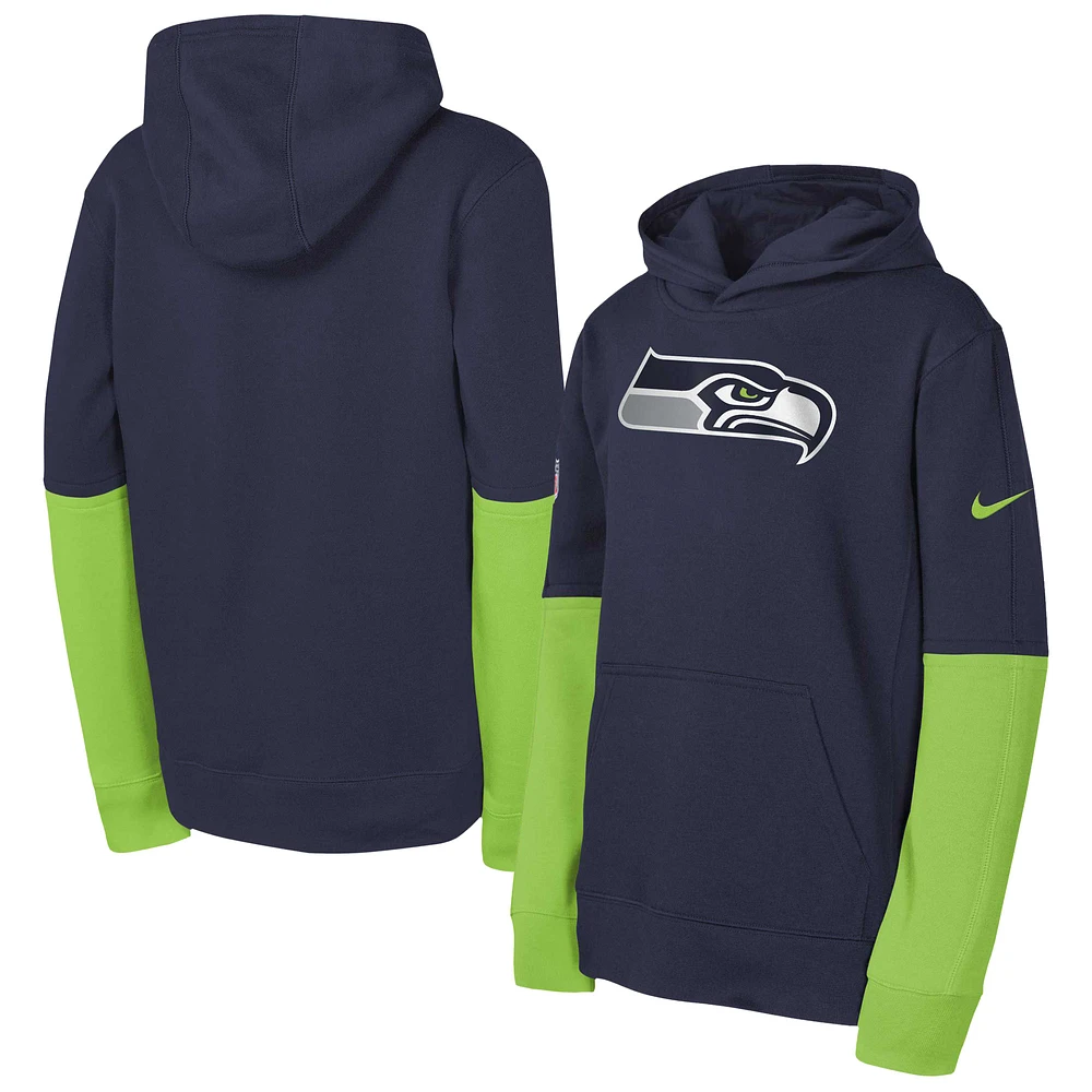 Youth Nike College Navy Seattle Seahawks Club Pullover Hoodie