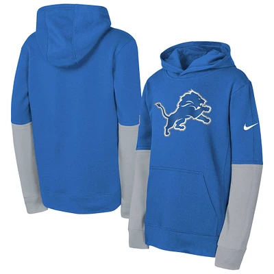 Youth Nike  Blue Detroit Lions Club Pullover Hoodie