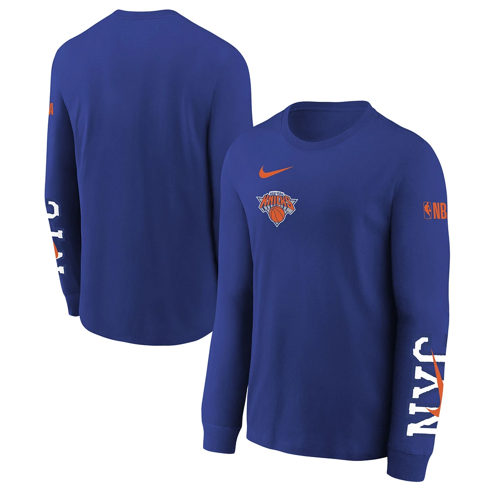 Youth Nike  Blue New York Knicks 2024/25 City Edition Max90 Long Sleeve T-Shirt