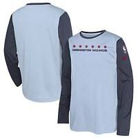 Youth Nike  Light Blue Washington Wizards 2024/25 City Edition Pregame Performance Long Sleeve Shooting T-Shirt