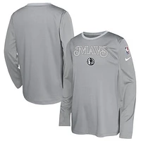 Youth Nike  Silver Dallas Mavericks 2024/25 City Edition Pregame Performance Long Sleeve Shooting T-Shirt