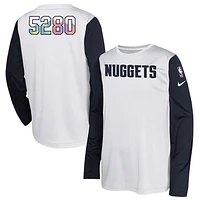 Youth Nike  White Denver Nuggets 2024/25 City Edition Pregame Performance Long Sleeve Shooting T-Shirt