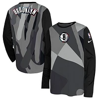 Youth Nike  Gray Brooklyn Nets 2024/25 City Edition Pregame Performance Long Sleeve Shooting T-Shirt