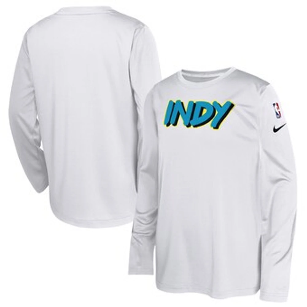 Youth Nike  White Indiana Pacers 2024/25 City Edition Pregame Performance Long Sleeve Shooting T-Shirt