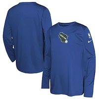 Youth Nike  Royal Milwaukee Bucks 2024/25 City Edition Pregame Performance Long Sleeve Shooting T-Shirt