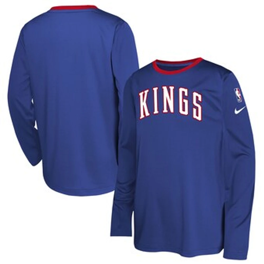 Youth Nike  Blue Sacramento Kings 2024/25 City Edition Pregame Performance Long Sleeve Shooting T-Shirt