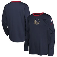 Youth Nike  Navy Golden State Warriors 2024/25 City Edition Pregame Performance Long Sleeve Shooting T-Shirt