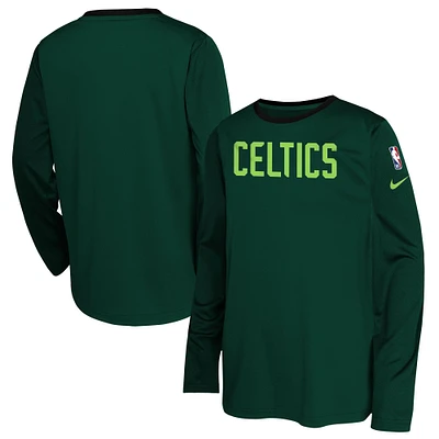 Youth Nike  Green Boston Celtics 2024/25 City Edition Pregame Performance Long Sleeve Shooting T-Shirt