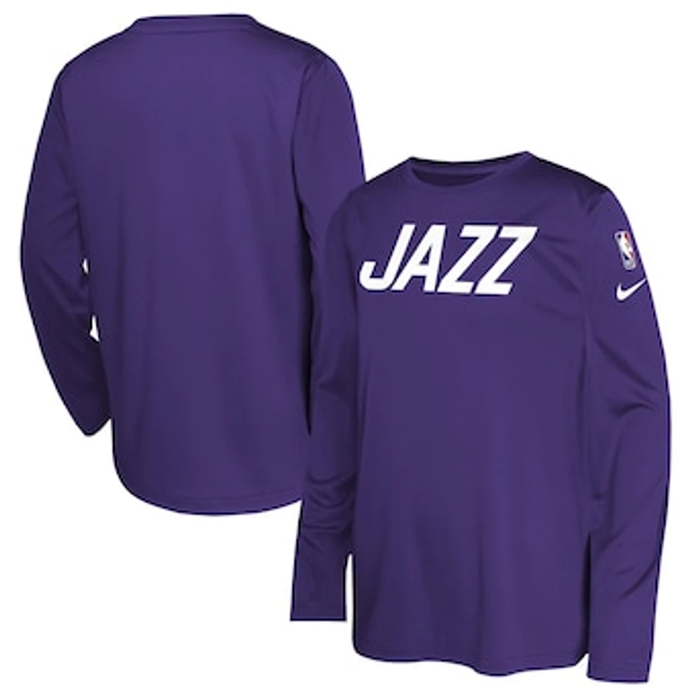 Youth Nike  Purple Utah Jazz 2024/25 City Edition Pregame Performance Long Sleeve Shooting T-Shirt