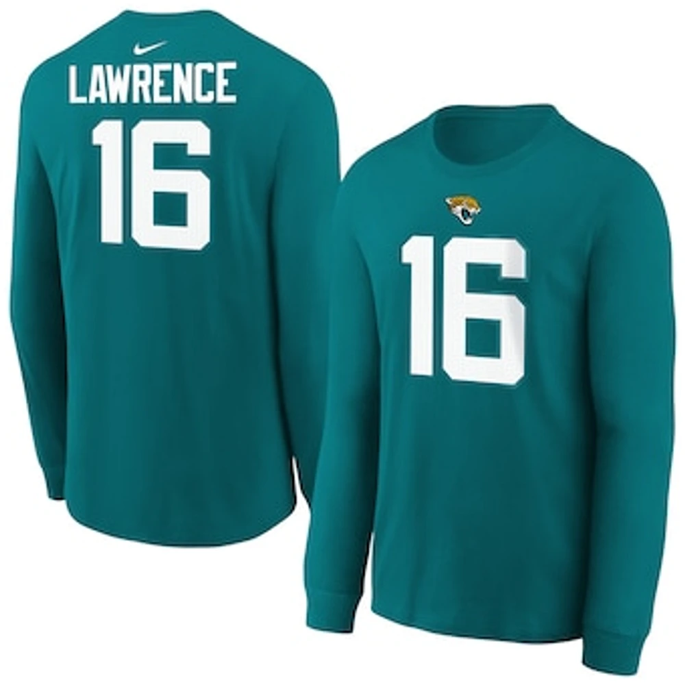 Youth Nike Trevor Lawrence Teal Jacksonville Jaguars Player Name & Number Long Sleeve T-Shirt