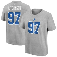 Youth Nike Aidan Hutchinson Gray Detroit Lions Player Name & Number T-Shirt