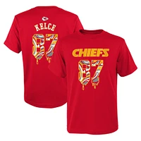 Youth Travis Kelce Red Kansas City Chiefs Mainliner Drip Player Name & Number T-Shirt