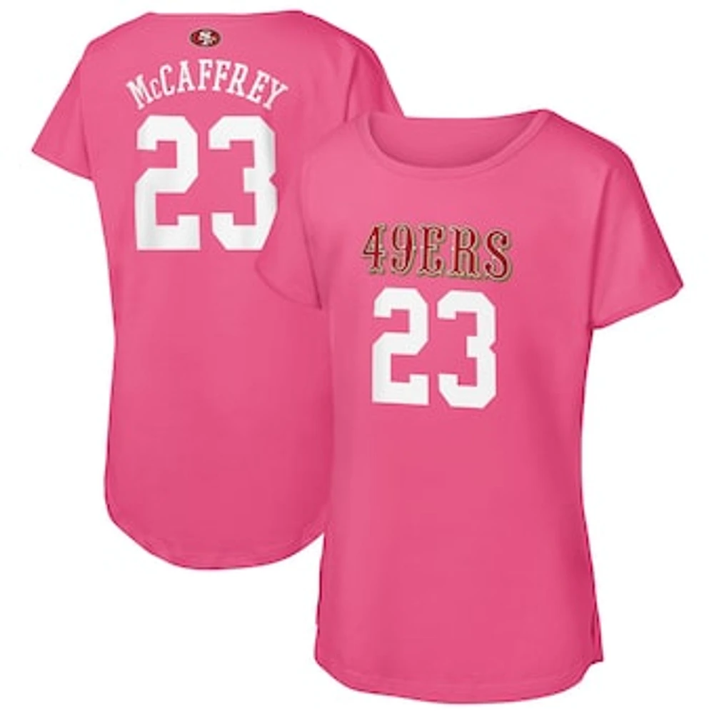 Girls Youth Christian McCaffrey Pink San Francisco 49ers Player Name & Number T-Shirt